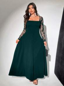 Viva Relle 大码休闲连衣裙，简约风格，适合日常穿着、情人节 - 墨綠色 - 查看 1