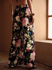 MOTF PREMIUM FLORAL PRINT FOLD WIDE LEG PANTS - Multicolor - View 5