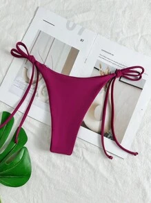 SHEIN Swim 纯色三角泳裤，简约时尚，夏日必备 - 中紫紅色 - 查看 2