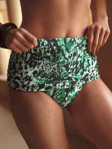 MOTF PREMIUM ALLOVER PRINT RUCHED HALTER BIKINI SET FOR SUMMER BEACH VACATION - Multicolor - View 5