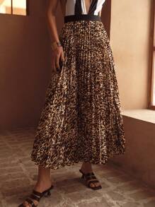 MOTF PREMIUM LEOPARD PRINT PLEATED COVER UP SKIRT