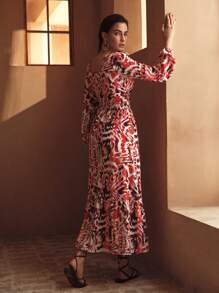 MOTF PREMIUM ALLOVER PRINT CUT OUT KIMONO DRESS - Multicolor - View 4