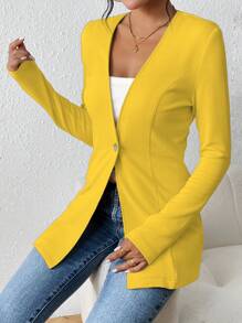 Chiquease Women's Casual Textured Open Front Lightweight Long Sleeve Blazer Jacket - Ginger - View 7