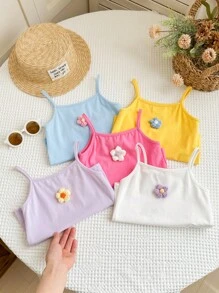 LMoss Kids LMoss 5pcs Set Young Girl Knit Solid Form-Fitting Camisole,
3D Flowers,Spring And Summer - Multicolor - View 1