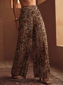 MOTF PREMIUM LEOPARD PRINT PLEATED COVER UP PANTS - Multicolor - View 2