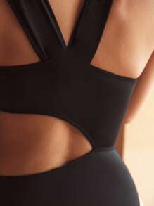 MOTF PREMIUM 3D BUTTERFLY HOLLOW OUT ONE-PIECE SWIMSUIT FOR SUMMER BEACH VACATION - Black and White - View 3