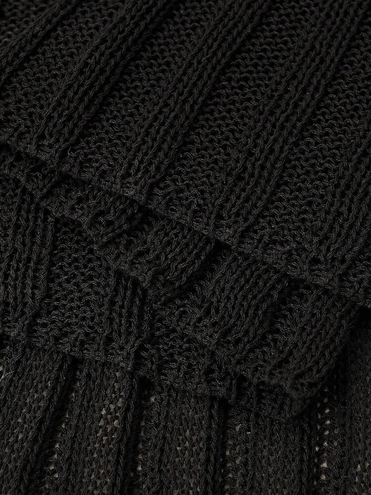 Elegant Sexy Crochet Scallop Edge Backless Sleeveless Fitted Knit Mini Dress, Festival, Going Out, Vacation Outfit For Women, Summer