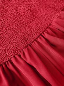 Vionelle Váy đỏ buộc hai lớp thanh lịch màu trơn cỡ lớn viền đỏ - Đỏ - Xem 7