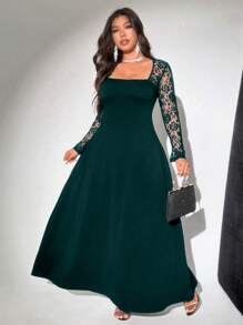 Viva Relle 大码休闲连衣裙，简约风格，适合日常穿着、情人节 - 墨綠色 - 查看 4