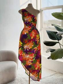 Flirla 加大码编织优雅性感褶饰抽绳吊带连衣裙 - 彩色 - 查看 3