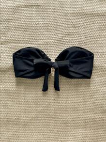 Swim Chiccia 女士夏季海滩纯色抹胸金属装饰比基尼上衣