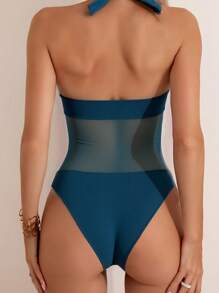 SHEIN Swim 女士纯色吊带连体泳衣，简约时尚，适合夏季