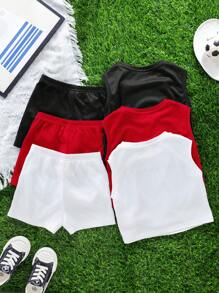 SHEIN 6件套男婴/女婴夏季休闲运动可爱字母印花上衣短裤全套搭配服装