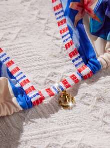 Swim Vcay Ladies Spaghetti Strap Floral Printed Bikini Top And Bottoms Swimwear Set, For Summer Beach Vacation