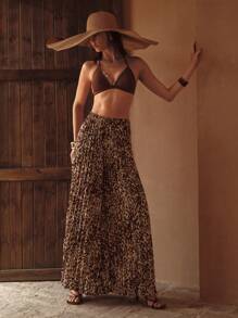 MOTF PREMIUM LEOPARD PRINT PLEATED COVER UP PANTS - Multicolor - View 1