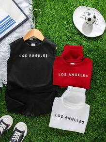 SHEIN 6件套男婴/女婴夏季休闲运动可爱字母印花上衣短裤全套搭配服装