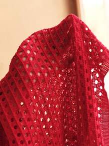 MOTF PREMIUM CROCHET FLORAL OPEN KNIT COVER UP DRESS FOR SUMMER BEACH VACATION - Red - View 8