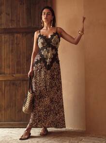 MOTF PREMIUM LEOPARD PRINT CONTRAST LACE COVER UP DRESS - Multicolor - View 3