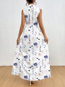 SHEIN Clasi 女士休闲无袖花卉印花夏季长款连衣裙 - 彩色 - 查看 2