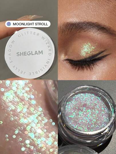 Glitter Wizard Invisible Jelly Shadow-Moonlight Stroll Glitter Eyeshadow Gel Fashion Color High Shine Finish Uniformly Pigmented Glitter Shimmer Eyeshadow Eyeshadow Brillantini Marchio Bellezza Trucco Cosmetico Per Donne Ragazze Perfetto Per Autunno Inverno Ideale Per Y2K Elegante Moda Adatto Per Compleanno Natale Presente Festa Pronto Migliore Colore
