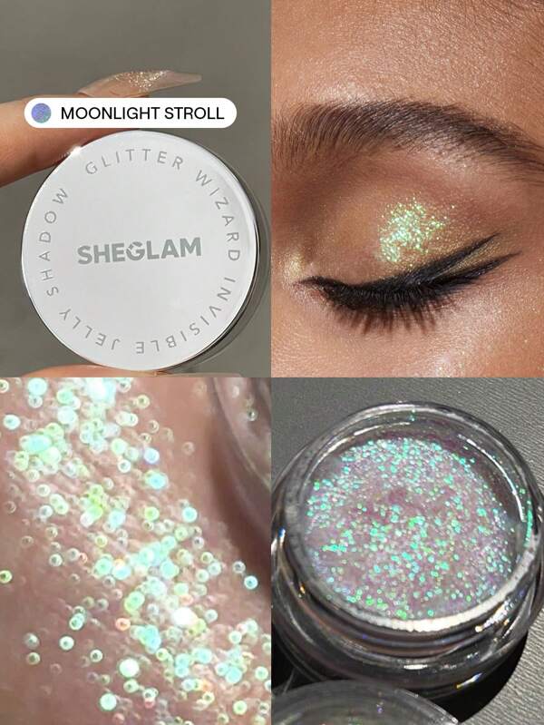 SHEGLAM Glitter Wizard Invisible Jelly Shadow-Moonlight Stroll Glitter Eyeshadow Gel Fashion Color High Shine Finish Evenly Pigmented  Glitter Shimmer Eyeshadow Christmas Winter Party Eyeshadow Graduation Birthday Holiday Summer Fall Autumn Y2K Fancy Fashion Women Makeup Cosmetic Party Beach Travel Camping Outdoors School Campus Trip Festivals Decor Gift Present Rose Girl Cosplay Best Color Charm Vibe