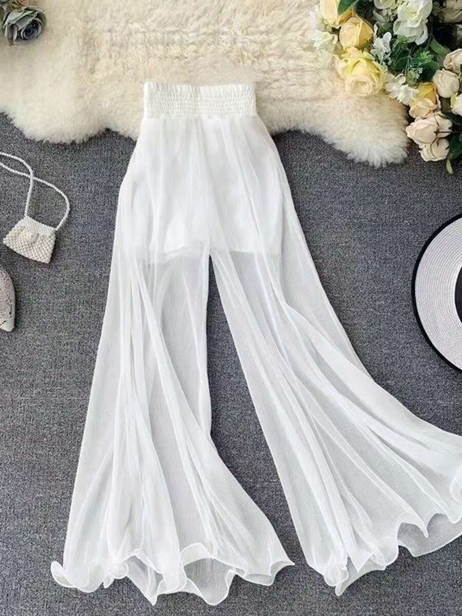 Franclia Gothic Romantic Ruffled Hem Pants, Minimalist And Fashionable, Suitable For Summer Fall Cloth For Women - White - View 1