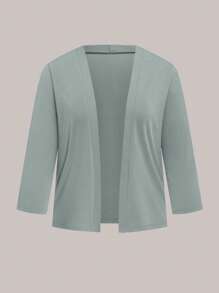 2pcs/Set Plus Size Women Floral Print Bodycon Dress & Solid Cardigan Set