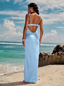 Opulessa Solid Color Woven Fitted Maxi Women Beach Dress,Tea Party Dress,Summer Dresses For Women,Pastel Dresses For Women Vacation Outfits Women