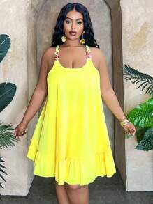 SHEIN Slayr CURVE Rochie A-Line cu bretele cu lanț, acoperire pentru plajă/piscină