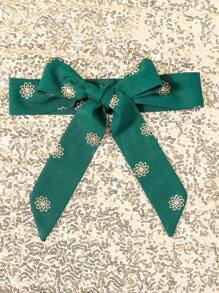 SHEIN Gaun Lengan Panjang Berpotongan V untuk Remaja Perempuan, Cocok untuk Liburan - Dark Green - View 4