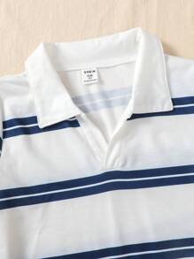 Young Boys Toddler Casual Daily Striped Polo Shirt Short Sleeve Top, Suitable For Spring/Summer Casual Outings, School, Vacation, Comfortable And Versatile