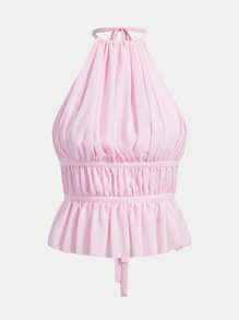 SHEIN EZwear Top halter sin espalda de unicolor casual para mujer, verano