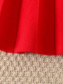 2pcs Tween Girl Purple Knit Sweater & Pleated Skirt Set, Casual Cute Comfortable Soft Simple Versatile Elegant Outfit Suitable For Homewear, Outdoor, Party, Autumn/Winter - Multicolor - View 3