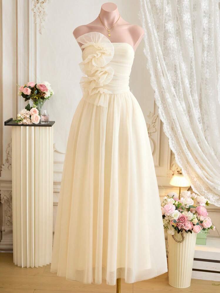 KARISMINA Vestido midi de unicolor para mujer, minimalista y de moda, adecuado para el verano - Albaricoque - Añade 7