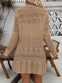 SHEIN LUNE 休闲女式开衫，时尚，适合夏季 - 駝色 - 查看 2