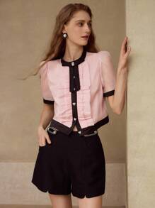 MOTF Bluse mit kontrastfarbigem Rüschensaum - Babypink - Übersicht 6