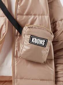 SHEIN 2 pezzi Cappotto imbottito casual per ragazzi pre-adolescenti con borsa accessorio, adatto per pendolarismo, scuola, quotidiano, sport, autunno e inverno