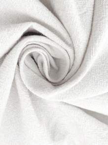 SHEIN LUNE 女士休闲泡泡袖撞色蝴蝶结衬衫，基础款短袖上衣，适合日常穿着，春夏棉质，休闲百搭 - 白色 - 查看 8