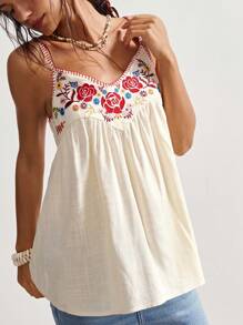 Bohemela 波西米亚风女式度假休闲花卉刺绣吊带背心