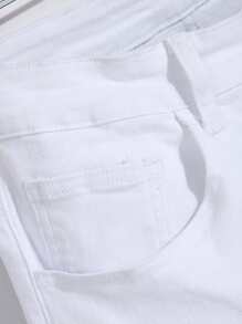 Manfinity EMRG Men's Casual Denim Jeans, Suitable For Summer - White - View 3