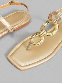 Ontre Women Flat Slippers, Simple And Fashionable, Suitable For Summer - Gold - View 4