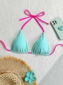 Swim Basics Minimalist & Fashionable Swimwear Bikini Top, Suitable For Summer Beach Beachwear - Mint Green - View 3