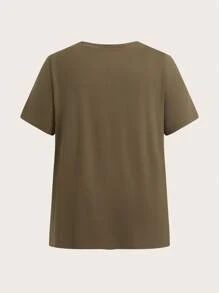 Comfortcana Set de 4 piezas para talla grande: 2 camisetas de manga corta + 2 bermudas de unicolor - Verde militar - Ver 9
