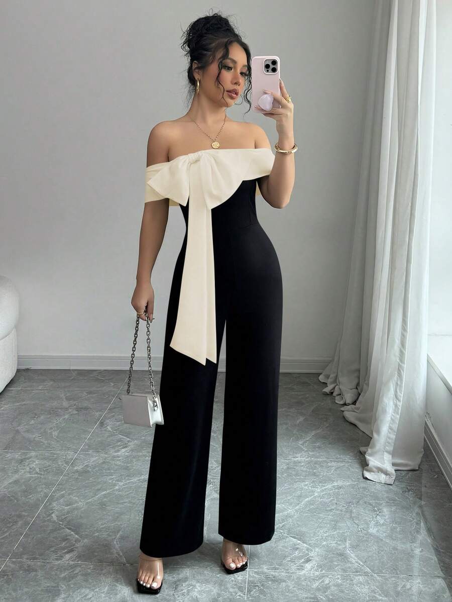 Elenzga Women's Elegant Metal Buckle Strap Jumpsuit, Suitable For Commute | ChicGrl