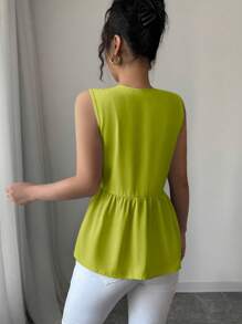 Elenzga Elegancka Tkana Gładka Bluzka Dla Kobiet