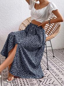 Breezaya Ditsy Floral Long Skirt, Casual Holiday Style