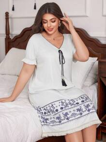 Camisón de estilo vintage bohemio talla grande - Multicolor - Ver 6