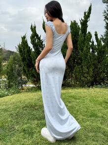 SHEIN EZwear Women's Elegant Ditsy Floral Dress, Summer Women Maxi Dresses Women Summer Dresses,Vacation,Beach Outfits - Baby Blue - View 2