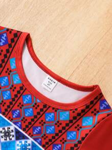 SHEIN Young Girls Print Detailed Long Dress