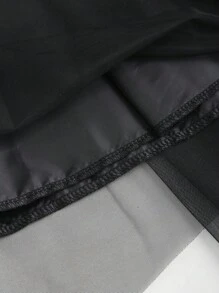 SHEIN Unity Women's Solid Color Asymmetric Hemline Mesh A-Line Skirt